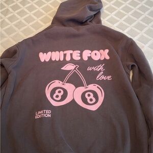 White Fox With Love In The Moment Oversized Hoodie Charcoal